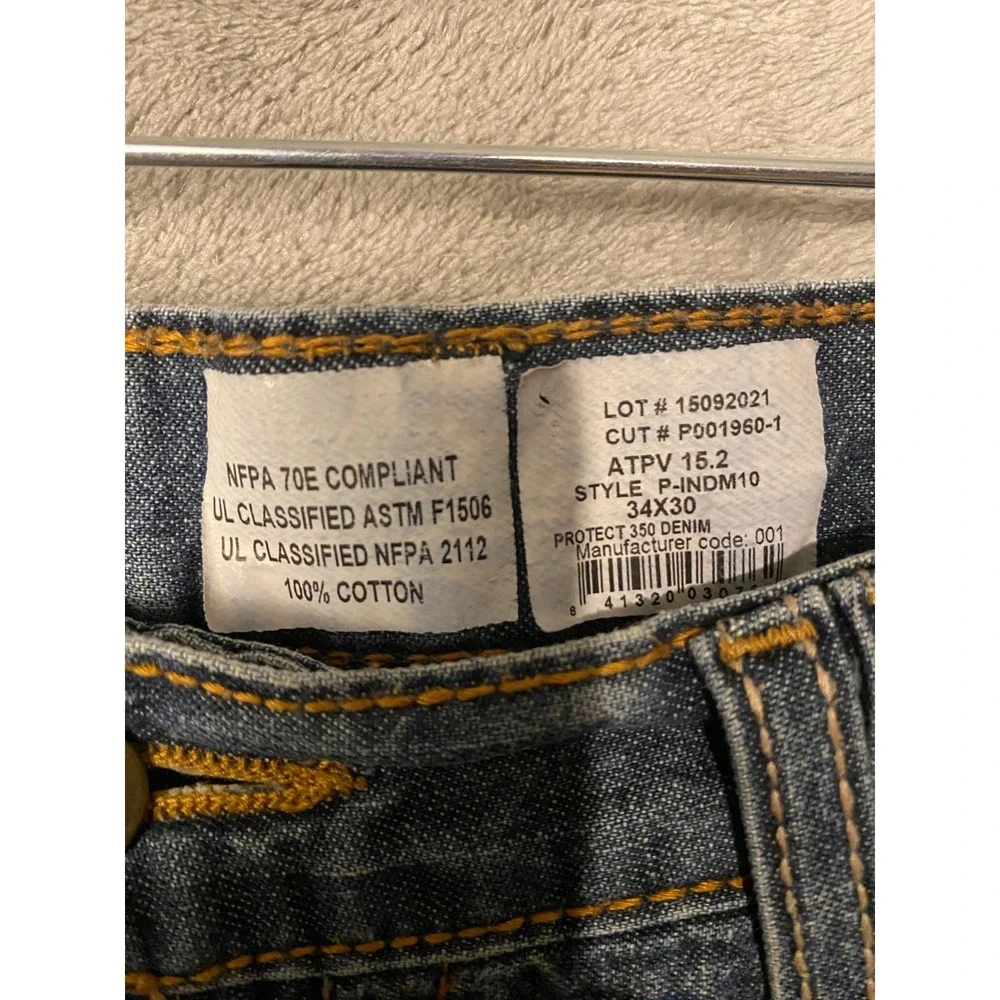 LAPCO Men's Jeans 34x30 Blue FR Flame Resistant Workwear Denim Straight Leg